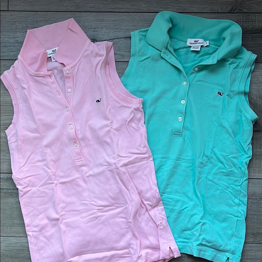 Vineyard Vines Pink and Green Tank Tops Lightweight Sleeveless
